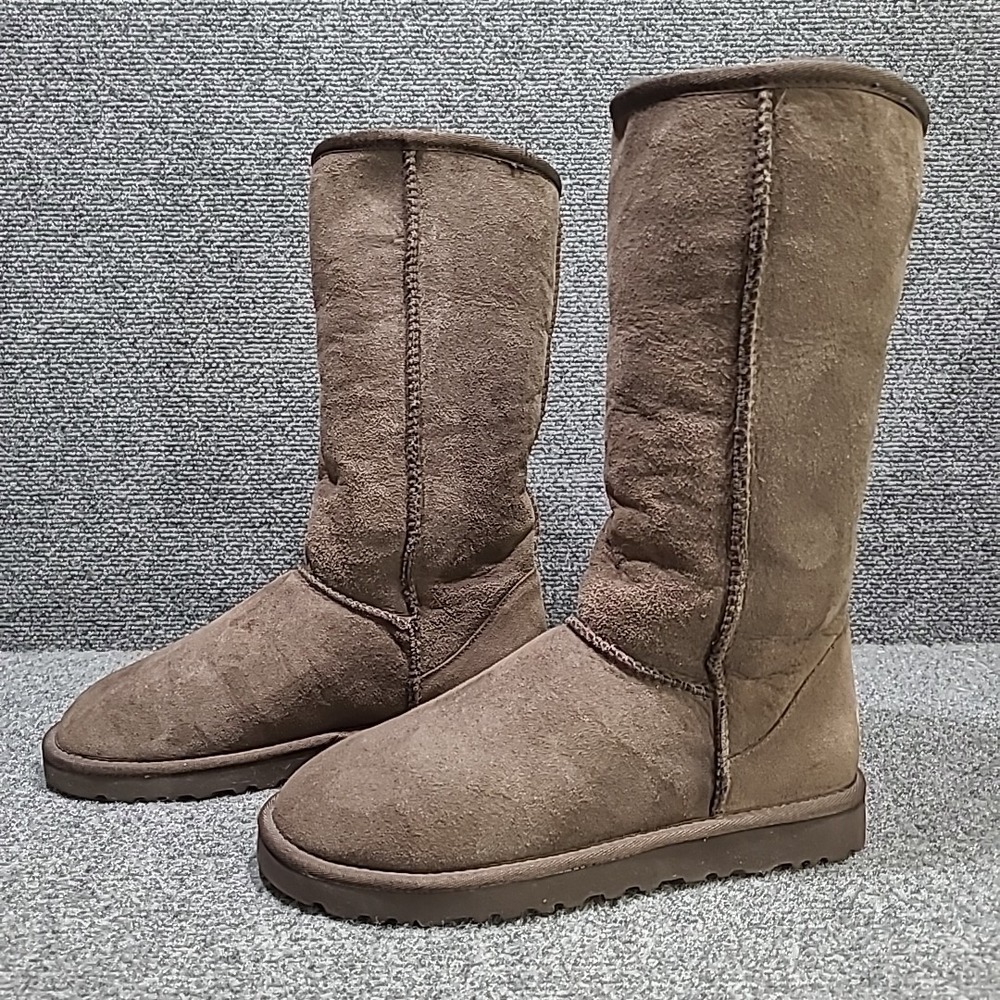 UGG Australia Classic Tall Brown Suede Boots Sheepskin Lining Womens US Size 7 - Picture 9 of 12